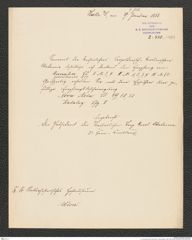k.k. naturhistorisches Hofmuseum, Intendanzakten 1885-1896 (Hauer), Aktenzahl Z.430/1888, Seite 1